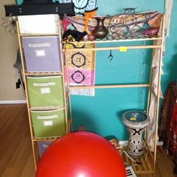 Bamboo Wardrobe With Storage Bins