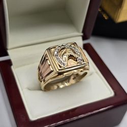 Solid 14kt Gold Horse Style Ring Anillo De Caballo En Oro 14kt Solido