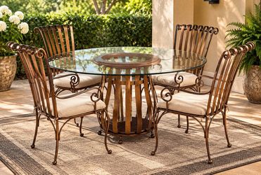 Havertys 5-Piece Iron & Glass Dining Set