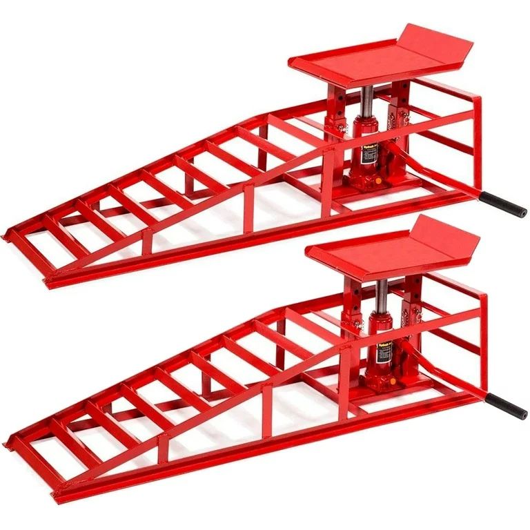 Set 2 x 5 Ton Drive Up Ramp Low Profile Car Lift Jack Service Ramps Auto Truck Trailer Garage Automotive Hydraulic Stand Repair Frame