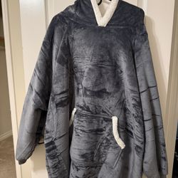 Oversized Blanket Hoodie With Sherpa Lining 