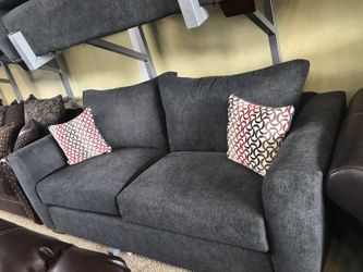 Sofa and Love seat set 🖤Charcoal colored with accent pillows