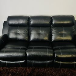 2 Piece Black Recliner Couches W/LED Lights