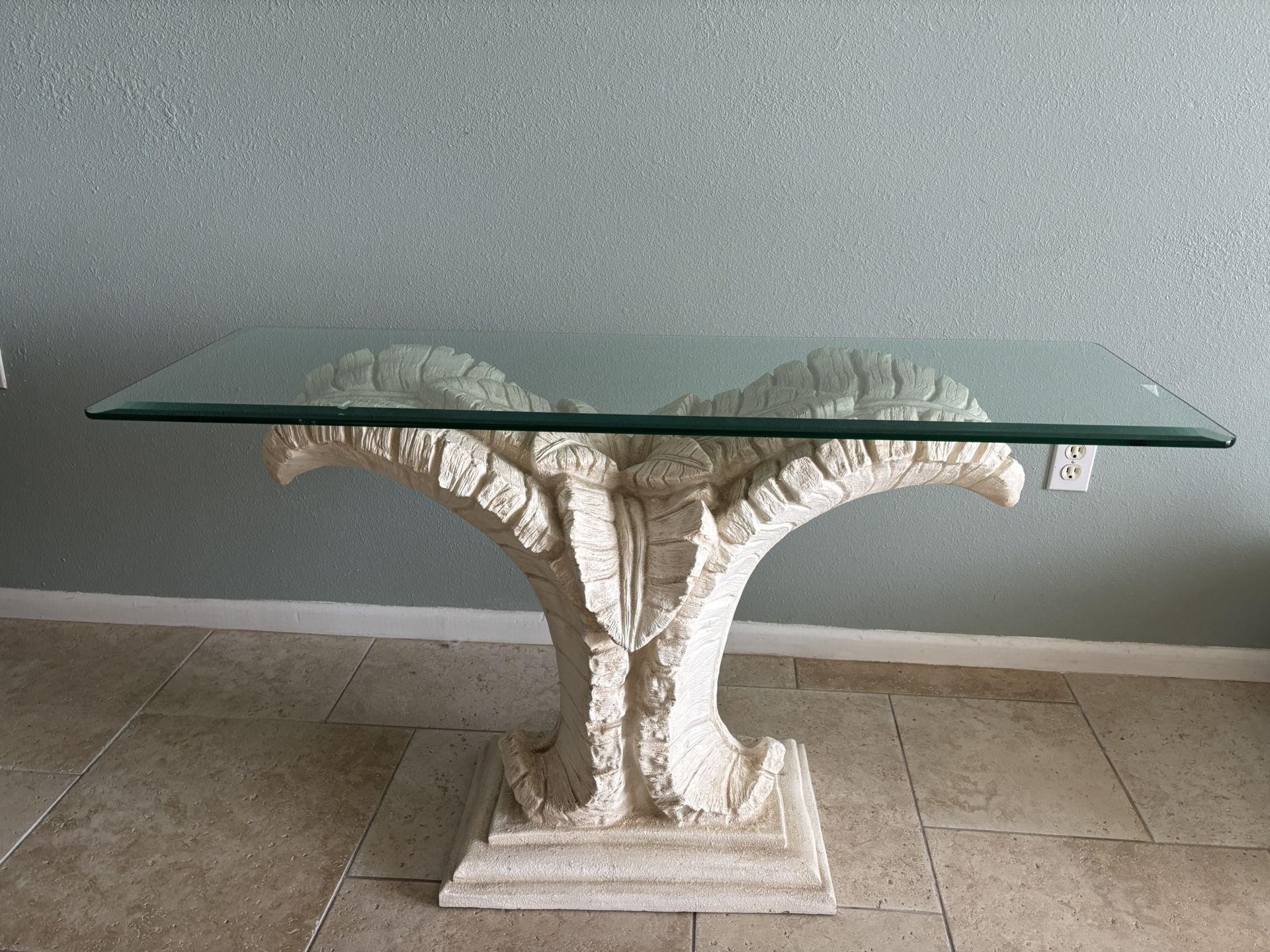 Sculptural Palm Leaf Pedestal Base Palm Tree Entry /Console Table
