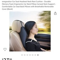 m Ergonomic Car Neck Pillow Carseat Neck Support - Comfortable Car Seat Back Pillows with Breathable Removable Cover (Black) 2 