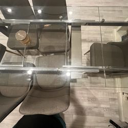 Glass dining table for 8