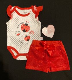 Lady Bug Baby Girl 2-Piece Outfit Set Ref Sequins Short Size 0-3 months