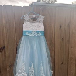 Size 6/7 Girls Dress NWT (Off Wht/Teal)