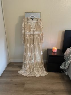 chinese dress ladies 21SIX Avery Floral Lace Cut Out Dress in Beige