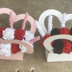 Crochet Hand Made Rose Basket