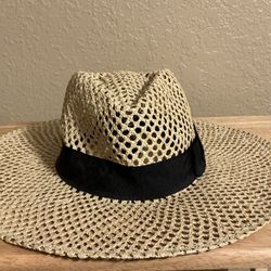 Brixton Kelly Natural Straw Fedora with Black Band Size Small 56 cm