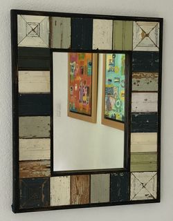 Reclaimed Wood Architectural Mirror – Rustic / Cottage Style
