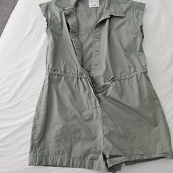 Celebrity Pink Green Short-Sleeve Romper – Size Small – Drawstring Waist