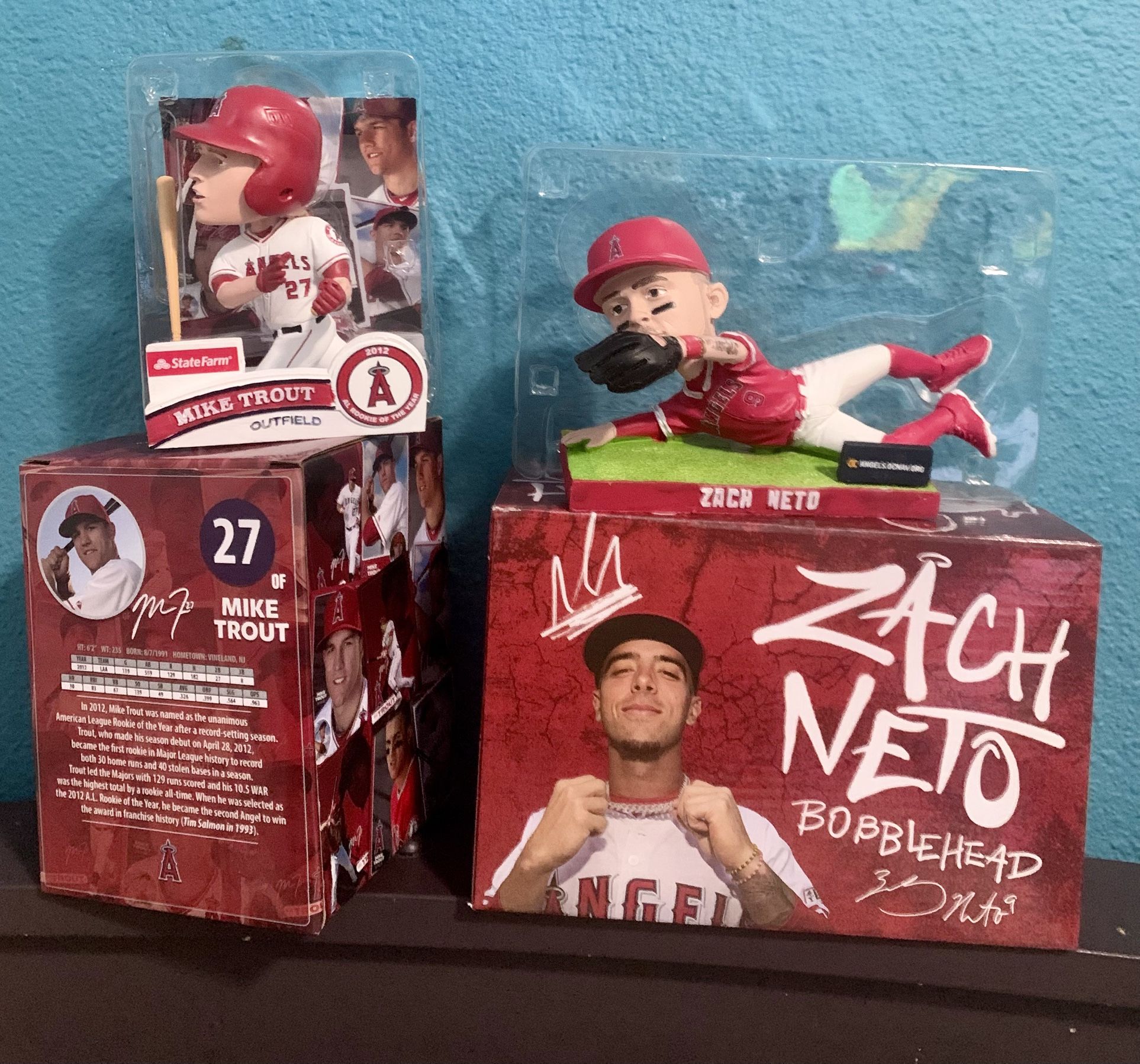 Mike Trout And Zach Neto Bobbleheads