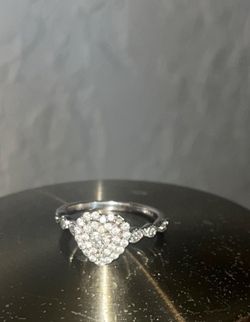 Silver Heart Pavé Ring