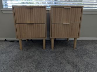 Fluted 2 Drawer Charging Nightstand Set