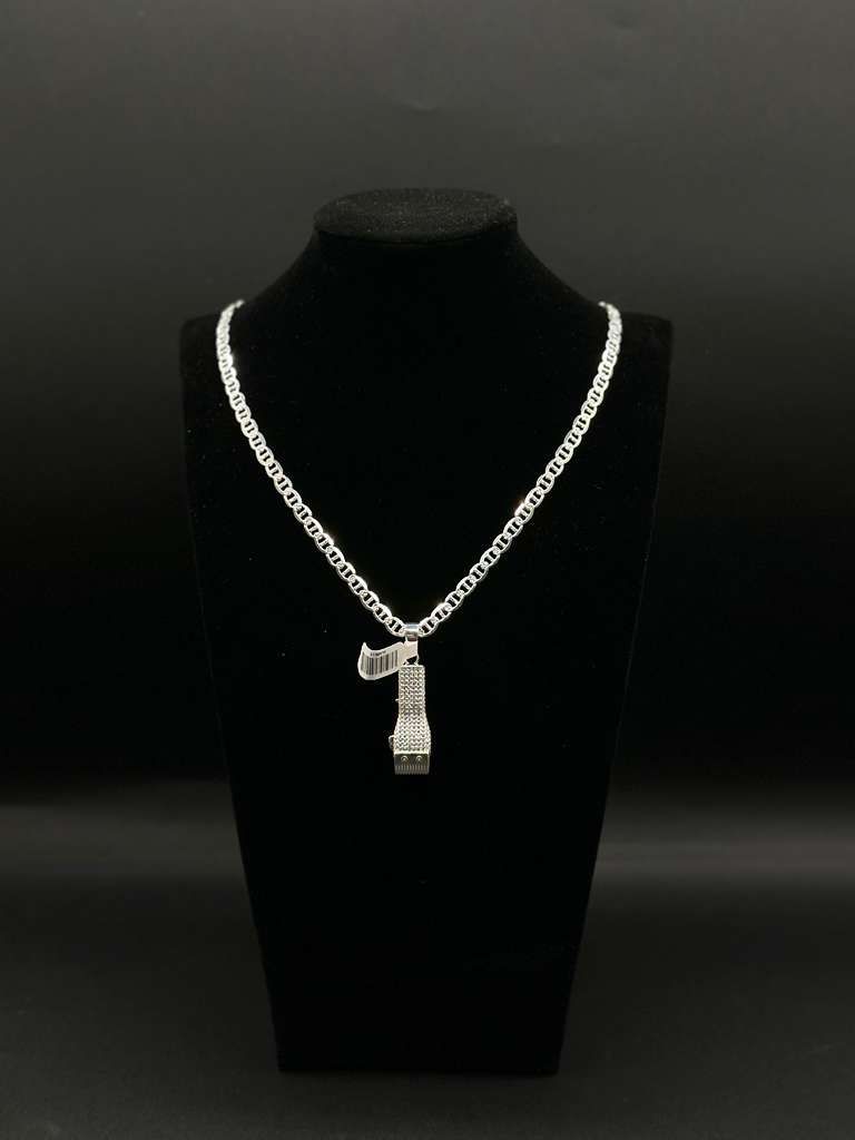 silver chain with razor pendant