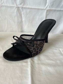 Leopard Print Mesh Kitten Heel Mule