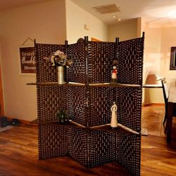 4 Panel Room Divider With Shelves