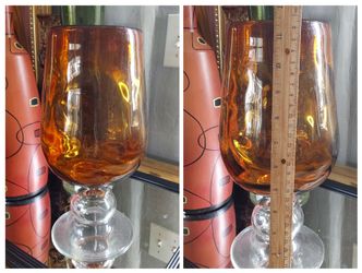 Vintage  - Handblown Amber Decorative Brandy Vase