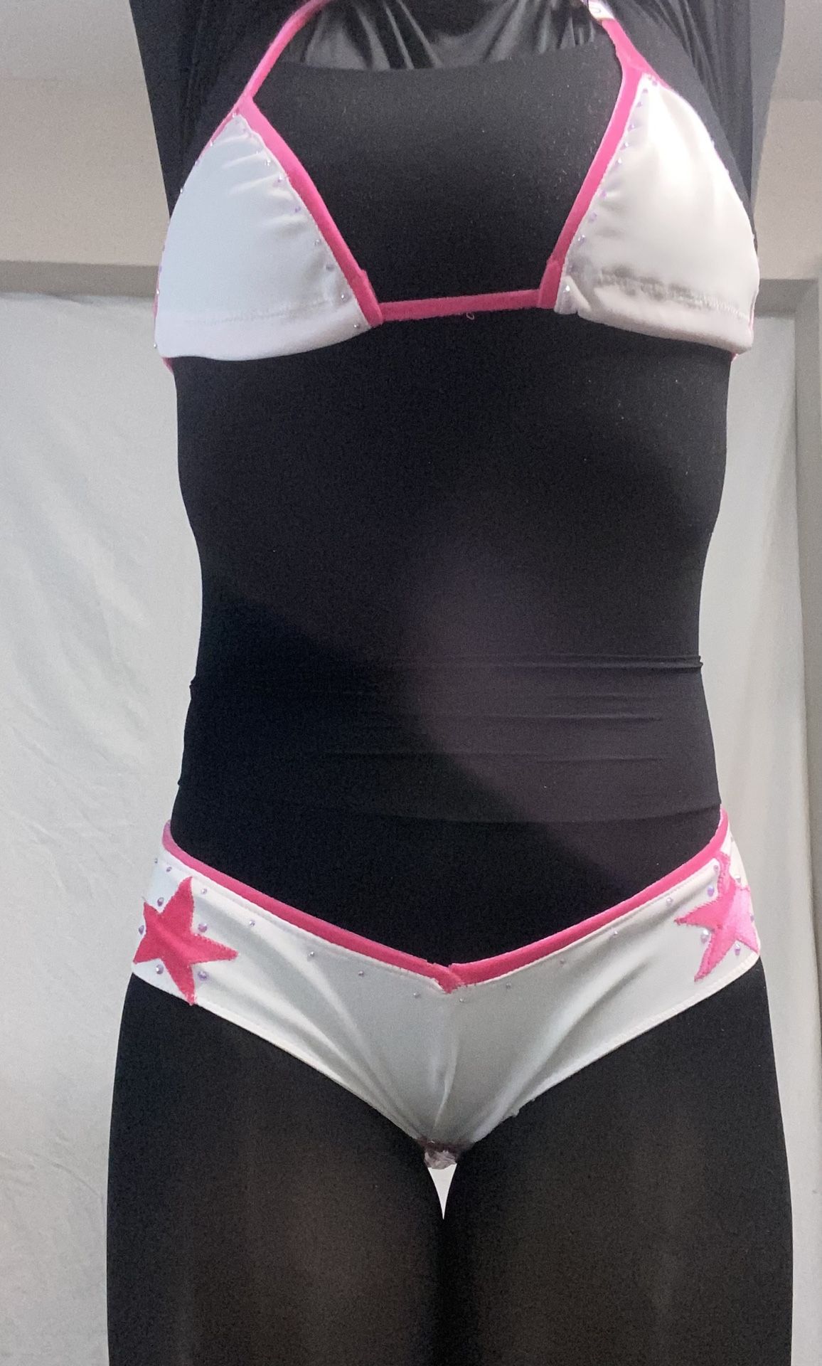 Pink And White Star Rhinestone Bikini Full Body Size Small/Medium