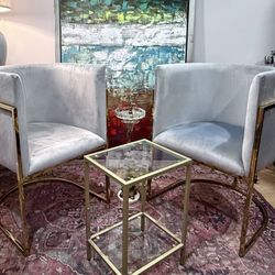 Pair of Velvet Barrel Chairs