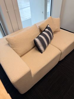 Modern Cream Boucle Two-Seat Sofa