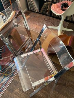 MCM Lucite Acrylic Chrome Chairs