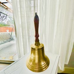 Large & Heavy Solid Brass Loud Hand Call Bell for Weddings, Christmas, School 