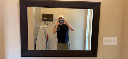 Large Wall Mirror Dark Wood Frame