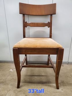 Vintage Wood Dining Chair with Upholstered Seat