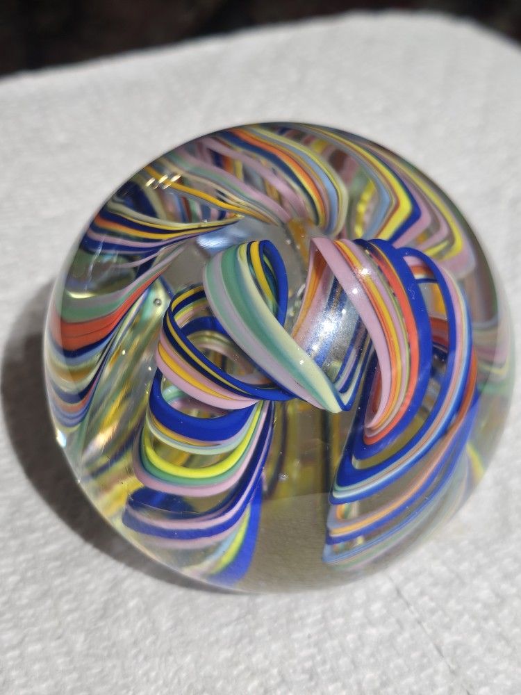 Stunning Vintage Glass Paperweight Signed