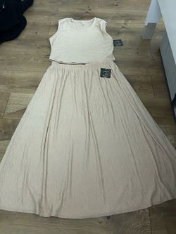 Rene Ricci Beige Two-Piece Crop Top and Maxi Skirt Set new 2XL