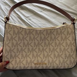 Michael Kors brown and white bag