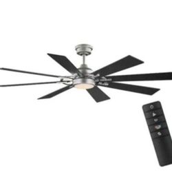Home Decorators Collection Makenna 60 in. Indoor/Outdoor Galvanized Ceiling Fan with Integrated LED with Light Kit, DC Motor and Remote