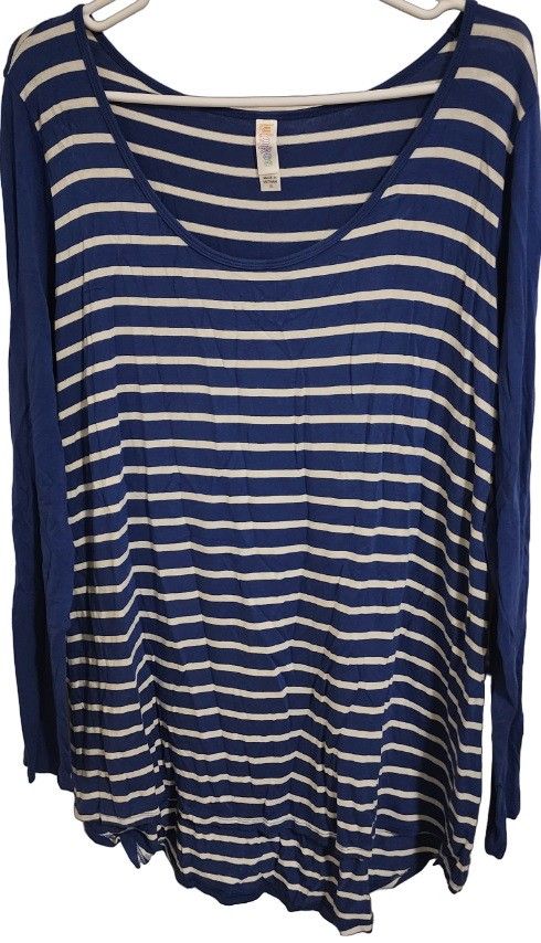 Lularoe Lynnae Women's XL Blue White Stripes Stretchy