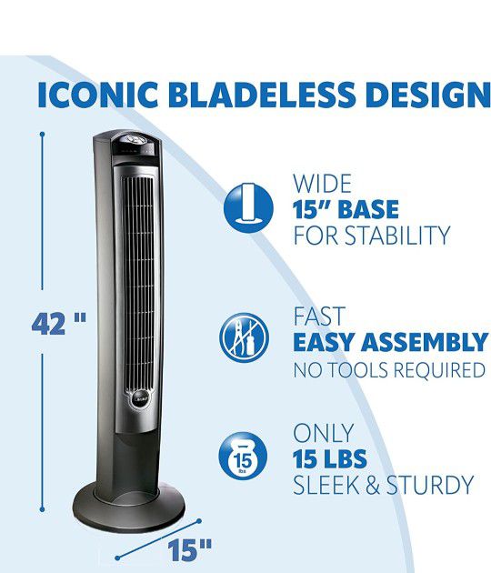Lasko Portable Electric 42" Oscillating Tower Fan with Nighttime Setting, Timer and Remote