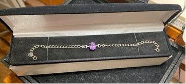 New, Price Firm, Custom Made 925 Sterling Silver and Purple Amethyst 7 & 1/2 inch Bracelet.  