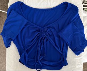 women’s cut out long sleeve blue crop top