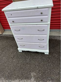 White & Lavender 5- Drawer Chest