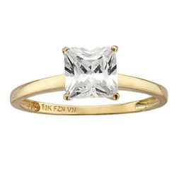 Tiara 10K Gold 1-1/4 ct Princess-Cut CZ Solitaire Ring