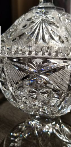    Vintage Lead Crystal Candy Dish With Lid          H11"×W6.