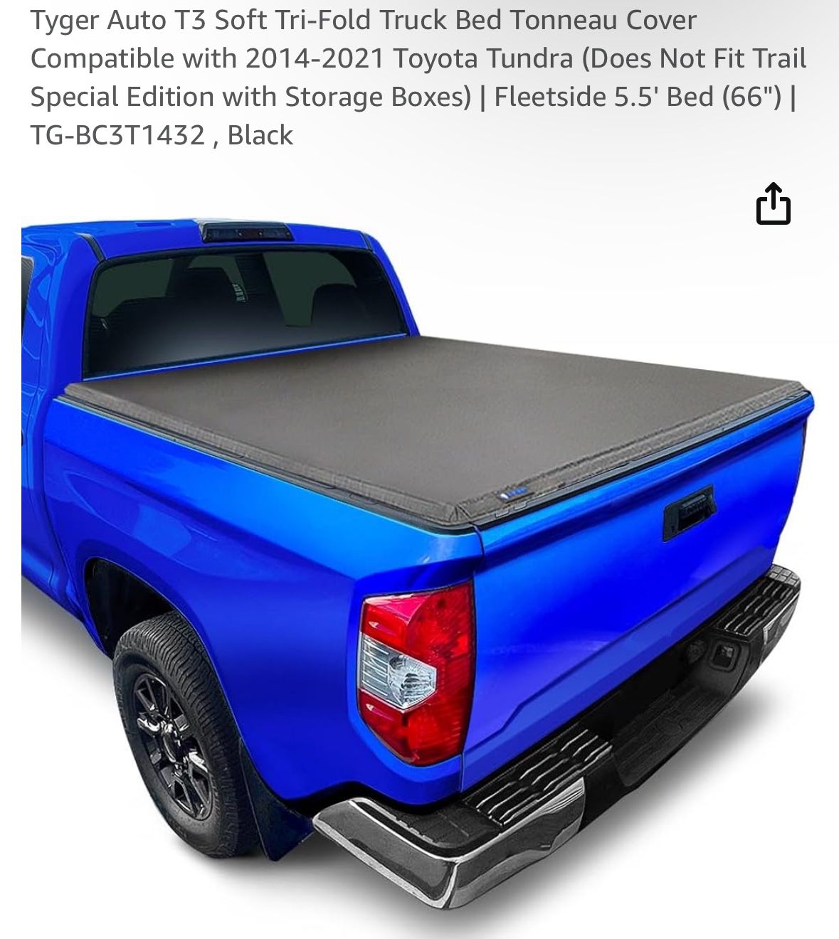 Toyota Tundra Truck Bed Cover - Tyger Auto T3 Soft Tri-Fold Truck Bed Tonneau Cover