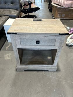 New -Farmhouse Nightstand with Charging Station, Beside Table for Bedroom
