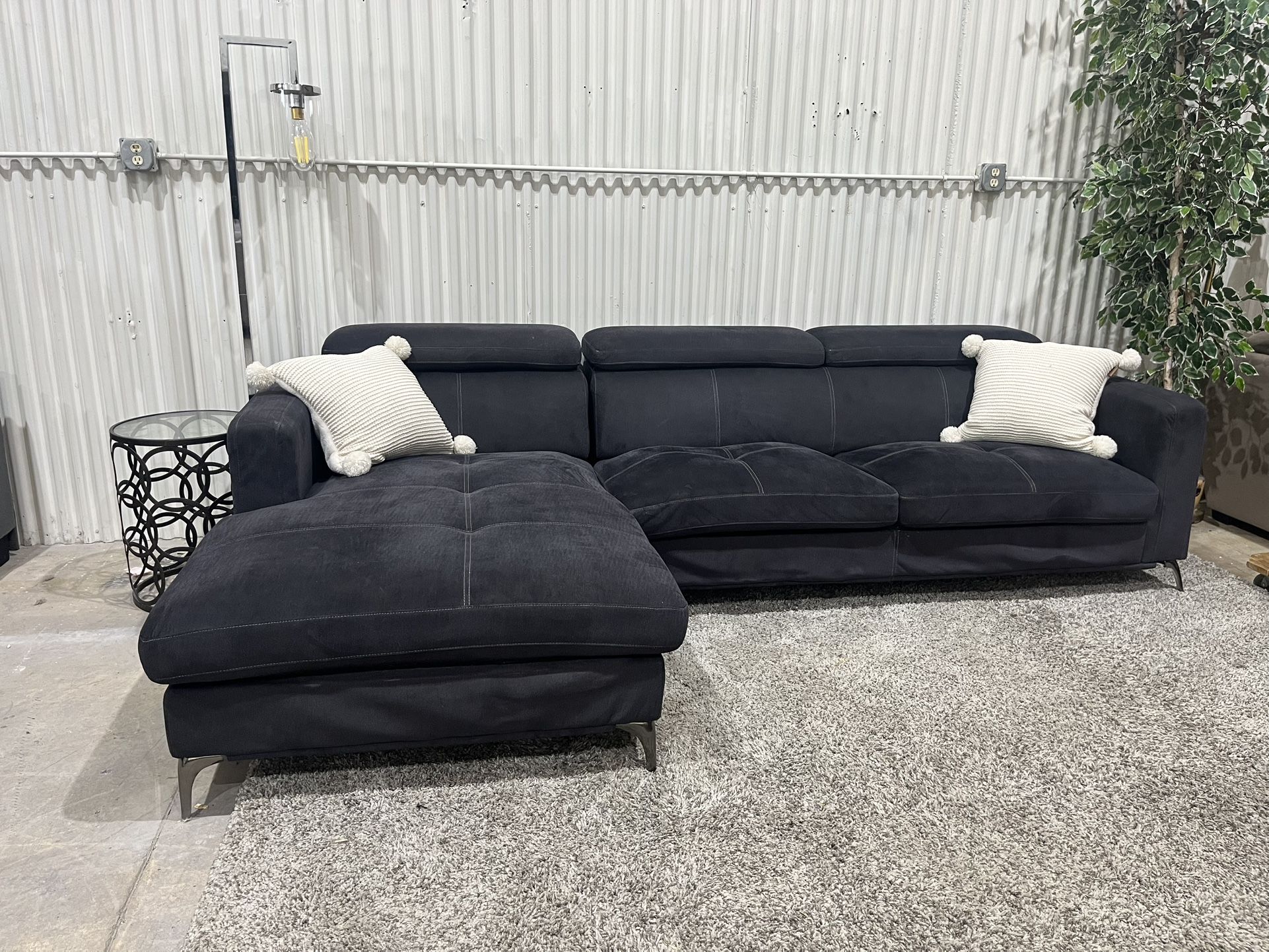 Sectional Sofa Couch - Chaise - Adjustable Headrest - Cleaned - Comfy - 2pcs - Delivery Available