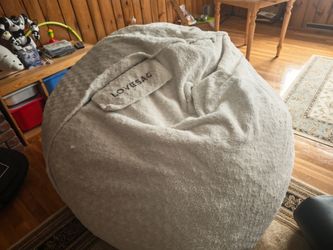 Lovesac MovieSac Bean Bag Chair - Cream Faux Fur Cover