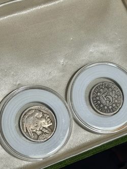 Woa 😵‍💫!! Title: 1913 Buffalo Nickel & Antique Shield Nickel Coin Lot !