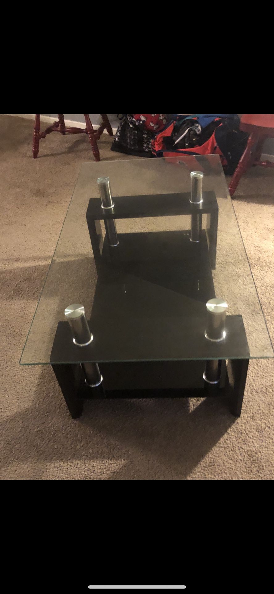 Glass dining table with coffee table