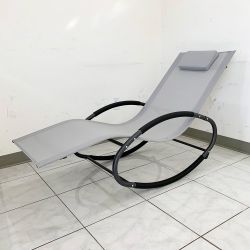 New in Box $45 Outdoor Rocking Zero Gravity Chair Patio Lounge Chair Recline Rocker for Backyard Pool w/ Pillow