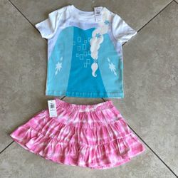 Old Navy Toddler Girl’s Frozen Elsa Shirt and Skirt / Skort, Size 2t